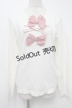 画像1: PINK HOUSE / リボンモチーフ付きカットソー  アイボリー S-25-09-24-008-LO-TO-HR-ZS
