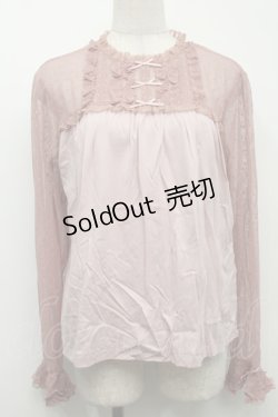 画像1: PINK HOUSE / ポルカドットチュール使いカットソー  ピンク S-25-09-24-010-LO-TO-HR-ZS