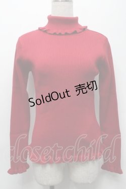 画像1: PINK HOUSE / ロゴ入りタートルニットセーター  赤 S-25-09-24-023-LO-TO-AS-ZS