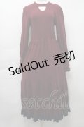 axes femme / チョーカー風ニットワンピース  ワインｘ紺 S-25-09-24-024-AX-OP-HR-ZS