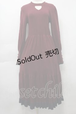 画像1: axes femme / チョーカー風ニットワンピース  ワインｘ紺 S-25-09-24-024-AX-OP-HR-ZS