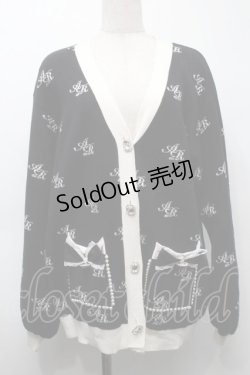 画像1: Ank Rouge / モノグラムロングカーデ  黒 S-25-09-24-028-CA-TO-HR-ZS