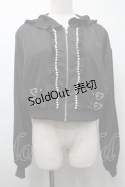 画像1: Ank Rouge / パールｘハートベルトパーカー  黒 S-25-09-24-030-CA-TO-HR-ZS