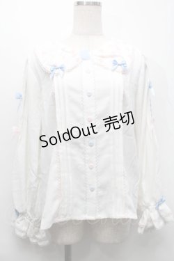 画像1: 中国ロリータ / 襟ハートプリントブラウス  白 S-25-09-25-035-LO-TO-HR-ZS