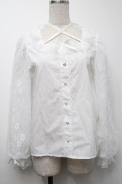 画像1: LOLITA / 袖レースブラウス  白 S-25-09-25-036-LO-BL-HR-ZS
