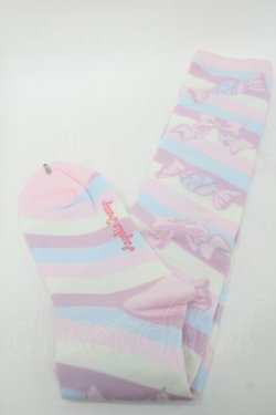 画像2: Angelic Pretty / キャンディボーダーオーバーニー  ピンクｘサックス S-25-09-25-005-AP-AC-HR-ZS