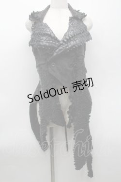 画像1: NAOTO SEVEN / 鱗レザーベスト  黒 S-25-09-25-042-HN-TO-HR-ZS