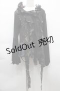 DARK RED  RUM / クラッシュデザインZIPカーディガン  黒 S-25-09-25-044-HN-TO-HR-ZS