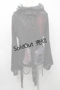 画像2: DARK RED  RUM / クラッシュデザインZIPカーディガン  黒 S-25-09-25-044-HN-TO-HR-ZS