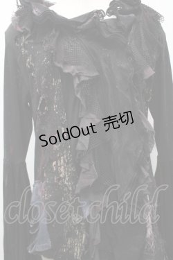 画像3: DARK RED  RUM / クラッシュデザインZIPカーディガン  黒 S-25-09-25-044-HN-TO-HR-ZS