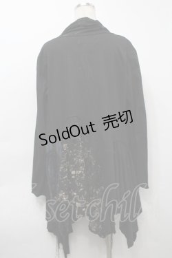 画像2: DARK RED  RUM / クラッシュデザインカーディガン  黒 S-25-09-25-046-HN-TO-HR-ZS