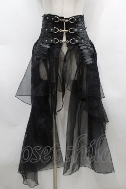 画像1: NAOTO SEVEN / 鱗レザーコルセットオーバースカート  黒 S-25-09-25-052-HN-JA-HR-ZS
