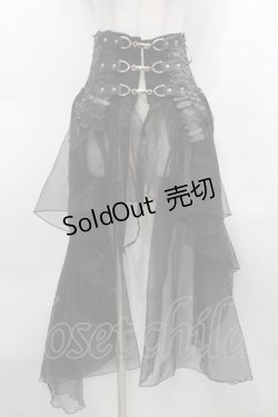 画像1: NAOTO SEVEN / 鱗レザーコルセットオーバースカート  黒 S-25-09-25-052-HN-JA-HR-ZS