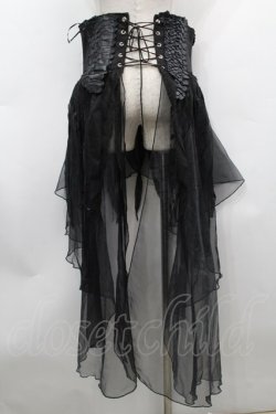画像2: NAOTO SEVEN / 鱗レザーコルセットオーバースカート  黒 S-25-09-25-052-HN-JA-HR-ZS