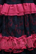 画像3: FRILL / レース重ねボリュームスカート  黒ｘ赤 S-25-09-25-053-HN-SK-HR-ZS (3)