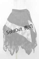 NAOTO SEVEN / レース重ね変形スカート  黒ｘ白 S-25-09-25-056-HN-SK-HR-ZS