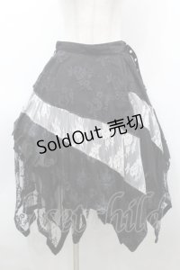 NAOTO SEVEN / レース重ね変形スカート  黒ｘ白 S-25-09-25-056-HN-SK-HR-ZS