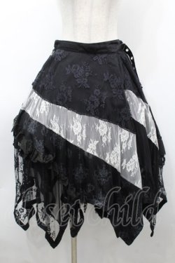 画像1: NAOTO SEVEN / レース重ね変形スカート  黒ｘ白 S-25-09-25-056-HN-SK-HR-ZS