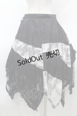 画像2: NAOTO SEVEN / レース重ね変形スカート  黒ｘ白 S-25-09-25-056-HN-SK-HR-ZS