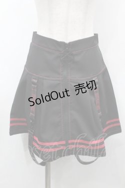 画像1: KILL STAR / レザーサスペンダー付きスカート  黒ｘ赤 S-25-09-25-058-SL-SK-HR-ZS
