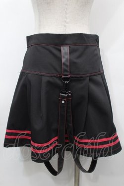 画像2: KILL STAR / レザーサスペンダー付きスカート  黒ｘ赤 S-25-09-25-058-SL-SK-HR-ZS