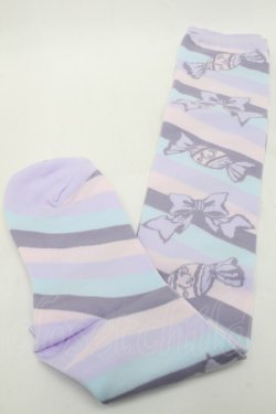 画像1: Angelic Pretty / キャンディボーダーオーバーニー  ラベンダーｘピンク S-25-09-25-011-AP-AC-HR-ZS