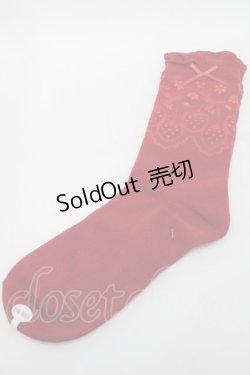 画像1: PINK HOUSE / Rambler Berry Lace柄ソックス  赤 S-25-09-25-015-LO-ZA-HR-ZS