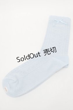 画像1: PINK HOUSE / ロゴ&リボン付きソックス  サックス S-25-09-25-016-LO-ZA-HR-ZS