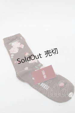 画像2: PINK HOUSE / Berry Rose柄ソックス  ブラウン S-25-09-25-017-LO-ZA-HR-ZS