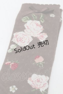 画像3: PINK HOUSE / Berry Rose柄ソックス  ブラウン S-25-09-25-017-LO-ZA-HR-ZS