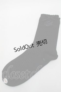 画像1: PINK HOUSE / リボンロゴソックス  黒 S-25-09-25-018-LO-ZA-HR-ZS