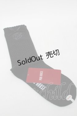 画像2: PINK HOUSE / リボンロゴソックス  黒 S-25-09-25-018-LO-ZA-HR-ZS