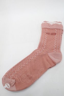 画像1: PINK HOUSE / ロゴ入り配色フリルソックス  ピンク S-25-09-25-020-LO-ZA-HR-ZS