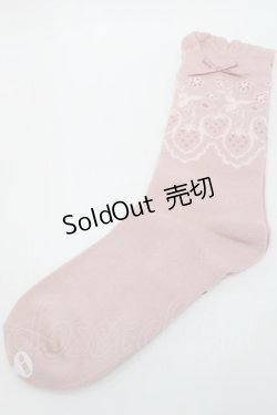 画像1: PINK HOUSE / Rambler Berry Lace柄ソックス  ピンク S-25-09-25-021-LO-ZA-HR-ZS