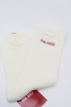 画像1: PINK HOUSE / フリル使い透かし柄ソックス  アイボリー S-25-09-27-007-LO-ZA-HR-ZS