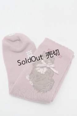 画像1: PINK HOUSE / 猫モチーフソックス  ピンク S-25-09-27-012-LO-ZA-HR-ZS