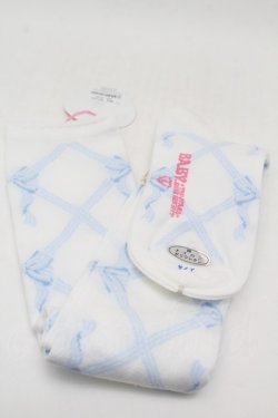 画像2: BABY,THE STARS SHINE BRIGHT / ストライプリボンレースアップ柄オーバーニーソックス  サックス S-25-09-27-018-BA-ZA-HR-ZS