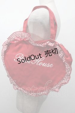 画像1: PINK HOUSE / ロゴ刺繍ハートフリルバッグ  赤 S-25-09-27-033-LO-AC-HR-ZS