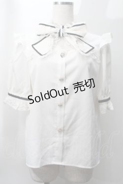 画像1: Rojita / ハート釦配色ラインリボンブラウス  白 S-25-09-27-037-LO-BL-AS-ZS