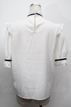 画像2: Rojita / ハート釦配色ラインリボンブラウス  白 S-25-09-27-037-LO-BL-AS-ZS