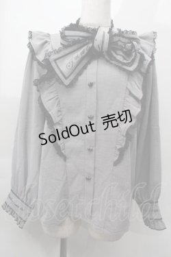 画像1: Rojita / ロゴボウタイブラウス  黒ｘ白 S-25-09-27-043-LO-BL-AS-ZS