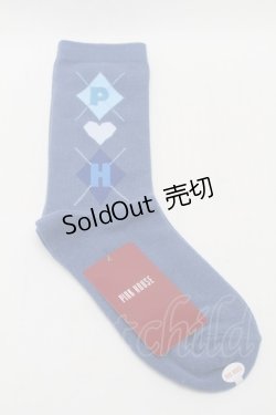 画像1: PINK HOUSE / PHロゴアーガイル柄ソックス  ブルー S-25-09-29-001-LO-ZA-HR-ZS