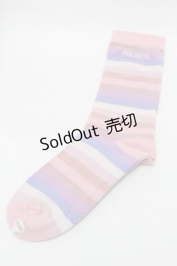 画像2: PINK HOUSE / ロゴ入りミックスボーダーソックス  ピンク S-25-09-29-005-LO-ZA-HR-ZS