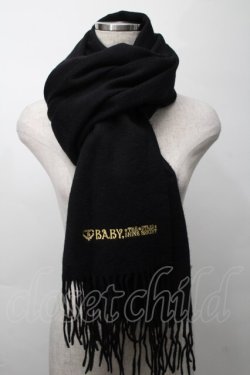 画像1: BABY,THE STARS SHINE BRIGHT / ロゴ刺繍ストール  黒 S-25-09-29-035-BA-ZA-AS-ZT485