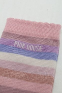画像3: PINK HOUSE / ロゴ入りミックスボーダーソックス  ピンク S-25-09-29-005-LO-ZA-HR-ZS