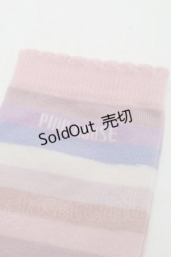 画像3: PINK HOUSE / ロゴ入りミックスボーダーソックス  ピンク S-25-09-29-005-LO-ZA-HR-ZS