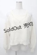 axes femme / 肩レースネックレス付きニット  アイボリー S-25-09-29-042-AX-TO-HR-ZS
