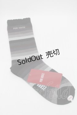 画像2: PINK HOUSE / ロゴ入りミックスボーダーソックス  黒 S-25-09-29-006-LO-ZA-HR-ZS