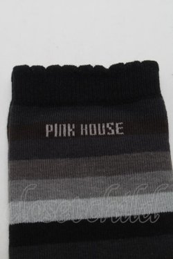 画像3: PINK HOUSE / ロゴ入りミックスボーダーソックス  黒 S-25-09-29-006-LO-ZA-HR-ZS