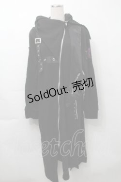 画像1: Sixh / 刺繍ロングZIPパーカー  黒 S-25-09-29-051-HN-TO-HR-ZS